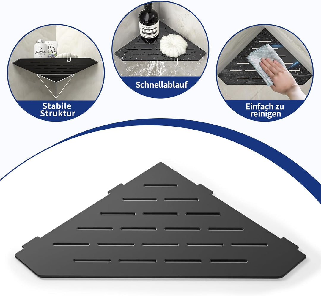Duschablage Ecke Edelstahl,Heavy Duty Eckregal für Geflieste Wände | 3 mm Stärke, vertieftes Badezim