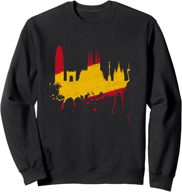 Barcelona Skyline Spanien Flagge Fahne Liebe Sagrada Familia Sweatshirt