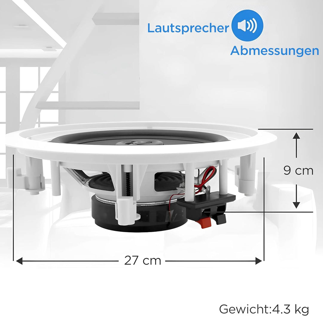 PYLE AUDIO INC PDIC81RD 8 Zoll 2-Wege-Flush Mount Unterputzkabel Einbau-Lautsprecher zur Montage an