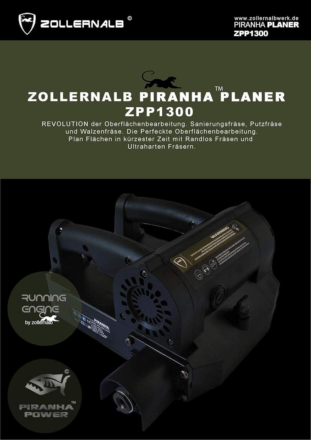 Piranha ZPP1300 Walzenfräse – 1300W Sanierungsfräse | Wandfräse, Putzfräse, Planfräse, Wandhobel | P