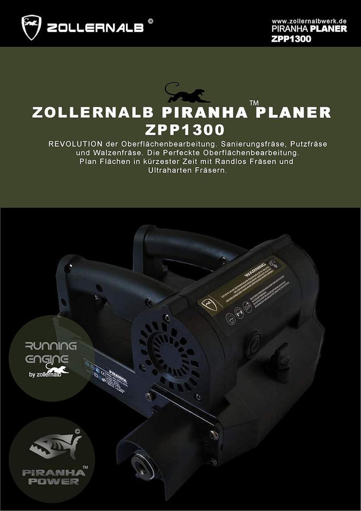 Piranha ZPP1300 Walzenfräse – 1300W Sanierungsfräse | Wandfräse, Putzfräse, Planfräse, Wandhobel | P