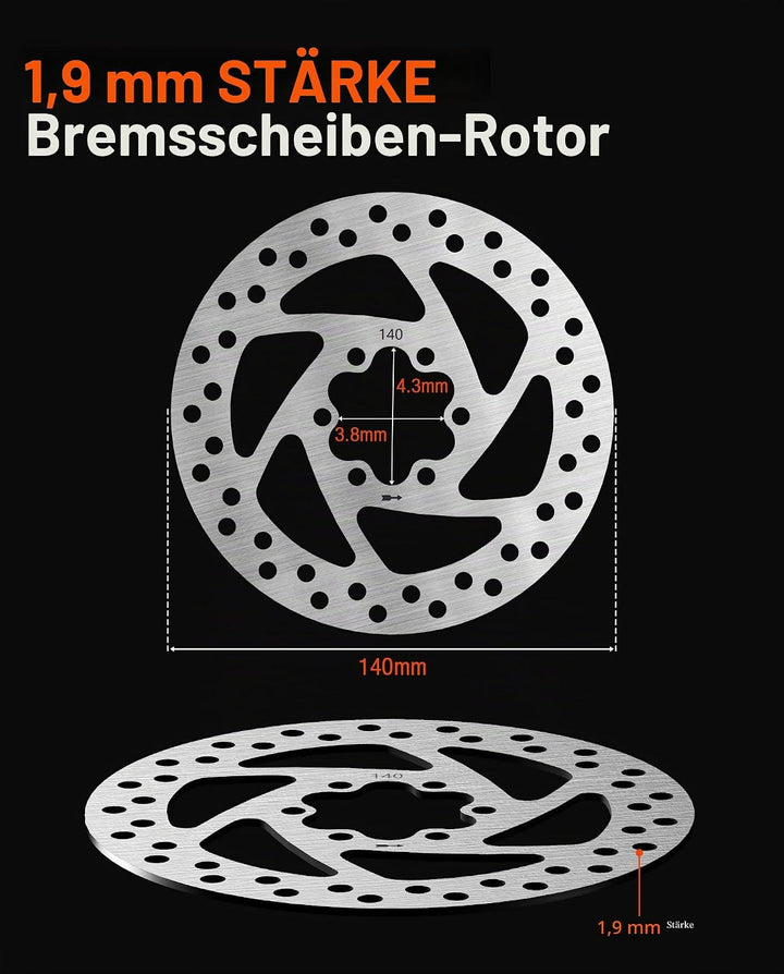 140mm Scooter-Bremsscheibenbremsbelag 6 Löcher Rund Kompatibel mit Kukirin G2 MAX / G2 PRO KickScoot