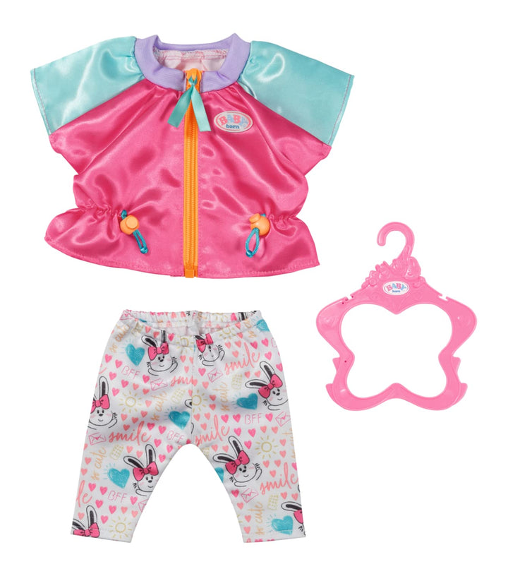 BABY born Freizeitanzug Pink, Kleidungsset bestehend aus Freizeitjacke in rosa türkis mit Leggings f
