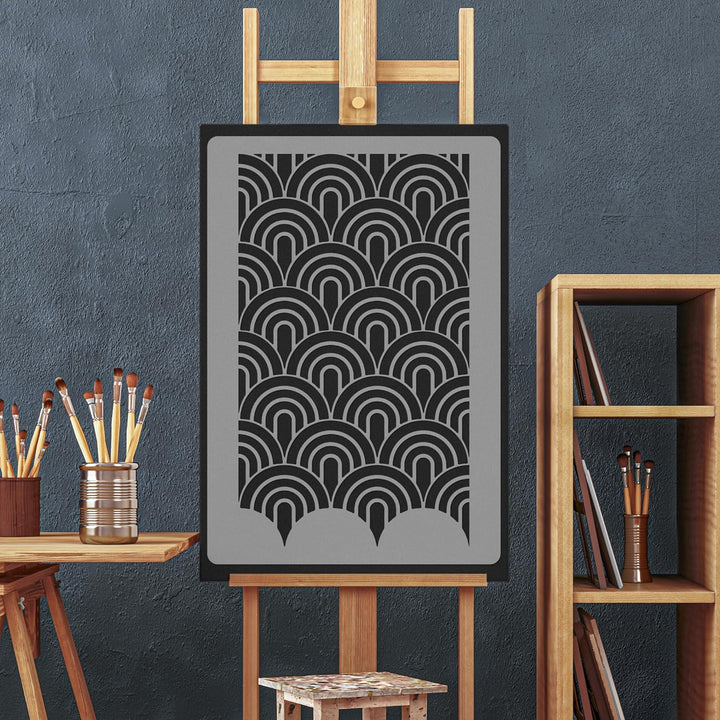NAKLEO Wiederverwendbare Kunststoff-Schablonen - 59x95cm - Halbkreis Bogen Art Deco - Grosse Wiederh