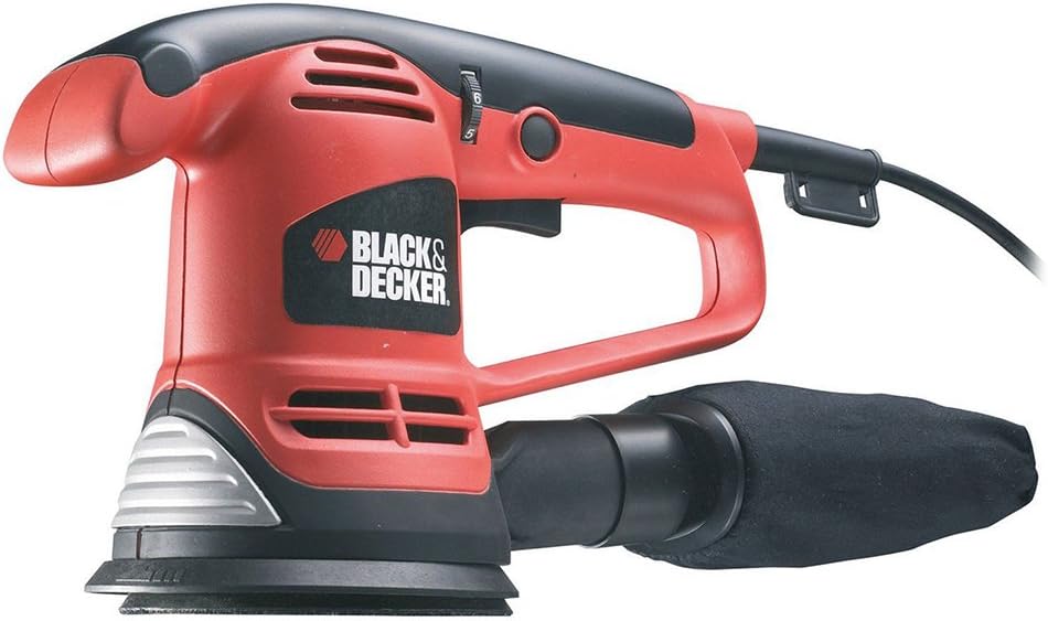 Black+Decker Exzenterschleifer (480W inklusive Staubfangsack, Klett-Fix-System, inklusive 3 Schleifs