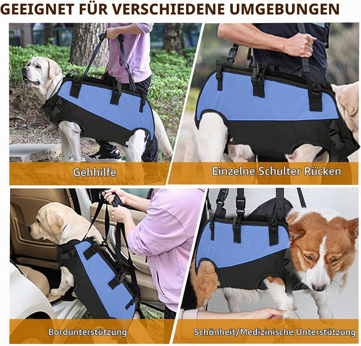 PETCUTE Hunde-Tragegeschirr,Hundegeschirr-Rucksack für grosse Hundes,Ganzkörpergeschirr mit Griff,Ve