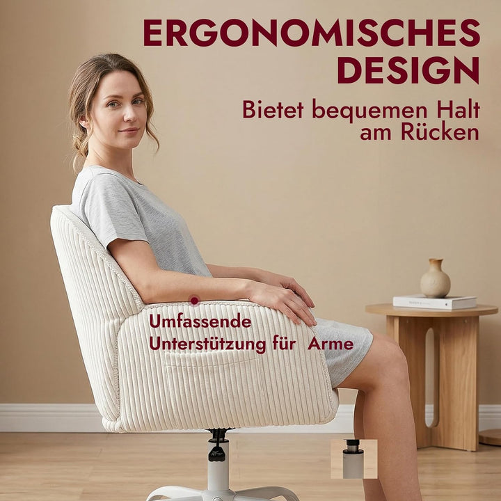 Bürostuhl Schreibtischstuhl Homeoffice Stuhl Schminktisch Stuhl – Sherpa- &amp; Cordstoff, Ergonomisch m