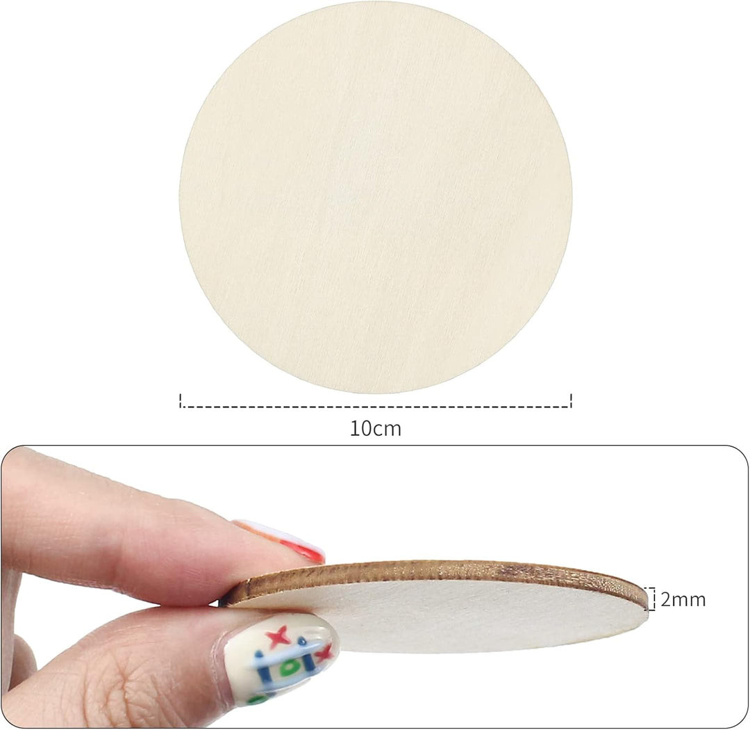 RUBY 50 Stück Rund Holzscheiben Holzscheiben zum basteln Holz Scheibe Rund 10cm x 2mm für Dekoration