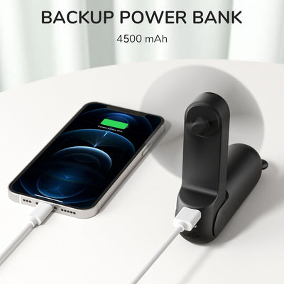 JISULIFE Handventilator Mini Ventilator 3 IN 1, mit 4500 mAh Powerbank USB Akku Klein Ventilator, Ba