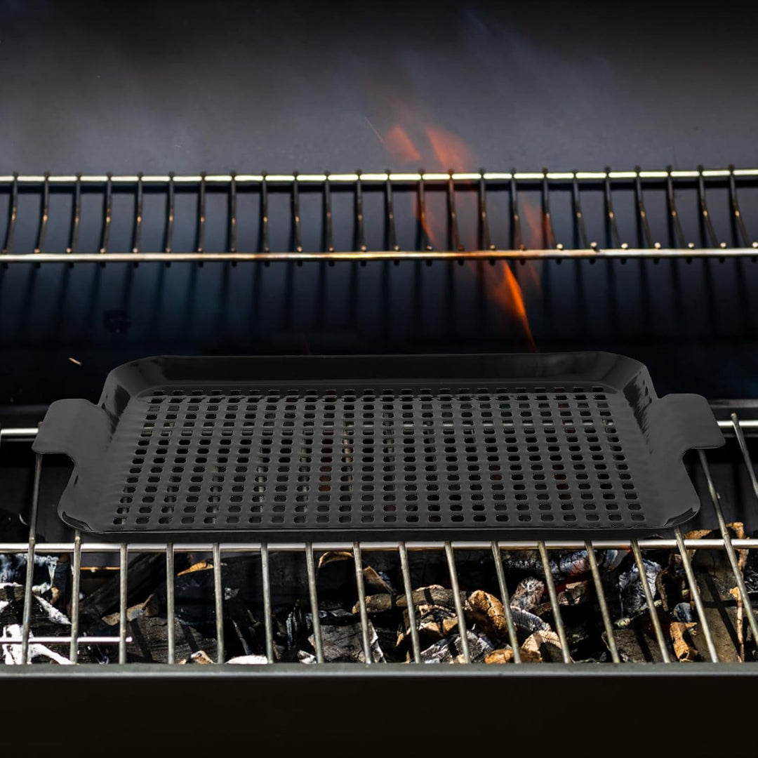 VICASKY 2 Stück Comal para Tortillas Antihaft Austerngrillpfanne aus Edelstahl mit Löchern und Griff