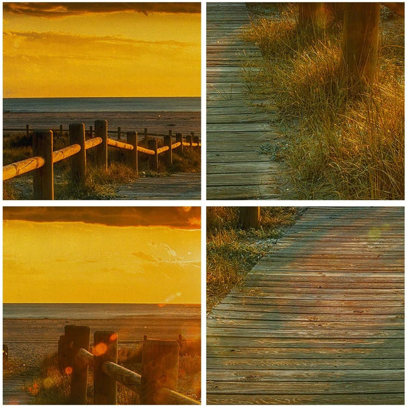 Bilder auf Leinwand Fussgängerbrücke Strand Urlaub Sonne Leinwandbild 70x50cm Wandbilder Dekoration