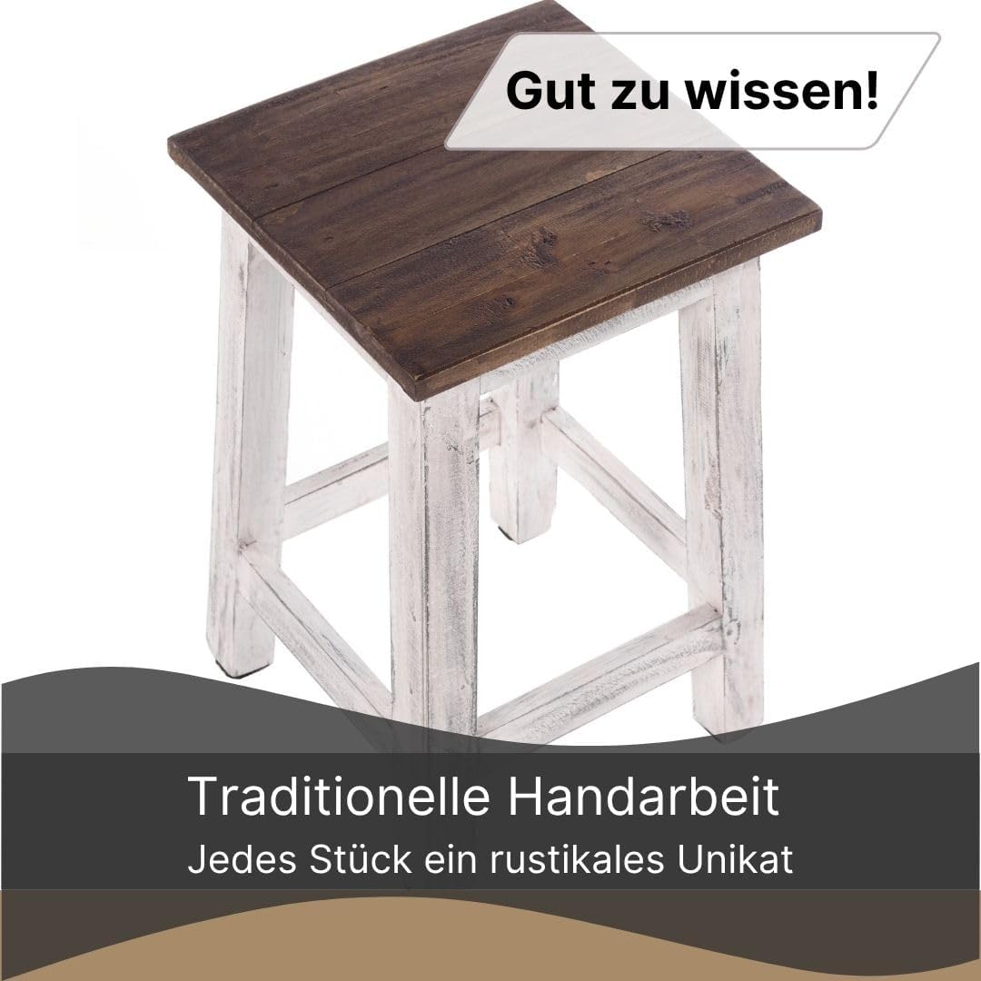 DESIGN DELIGHTS RUSTIKALER Holz SITZHOCKER Madero | 48x30x30 cm (HxBxT), Recyclingholz | Holzhocker