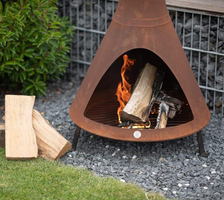 WESTMANN Gartenofen | 70x70x160 cm Rost | Gartenkamin aus pulverbeschichtetem Stahl | Feuerstelle fü