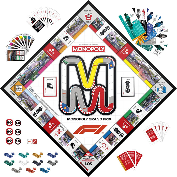 Monopoly F1 Edition Brettspiel | offiziell Lizenziertes Formula 1 Spiel | Familienspiel für Kinder,