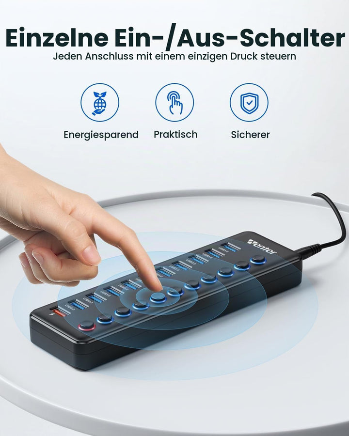 Powered USB hub schwarz 2, schwarz 2