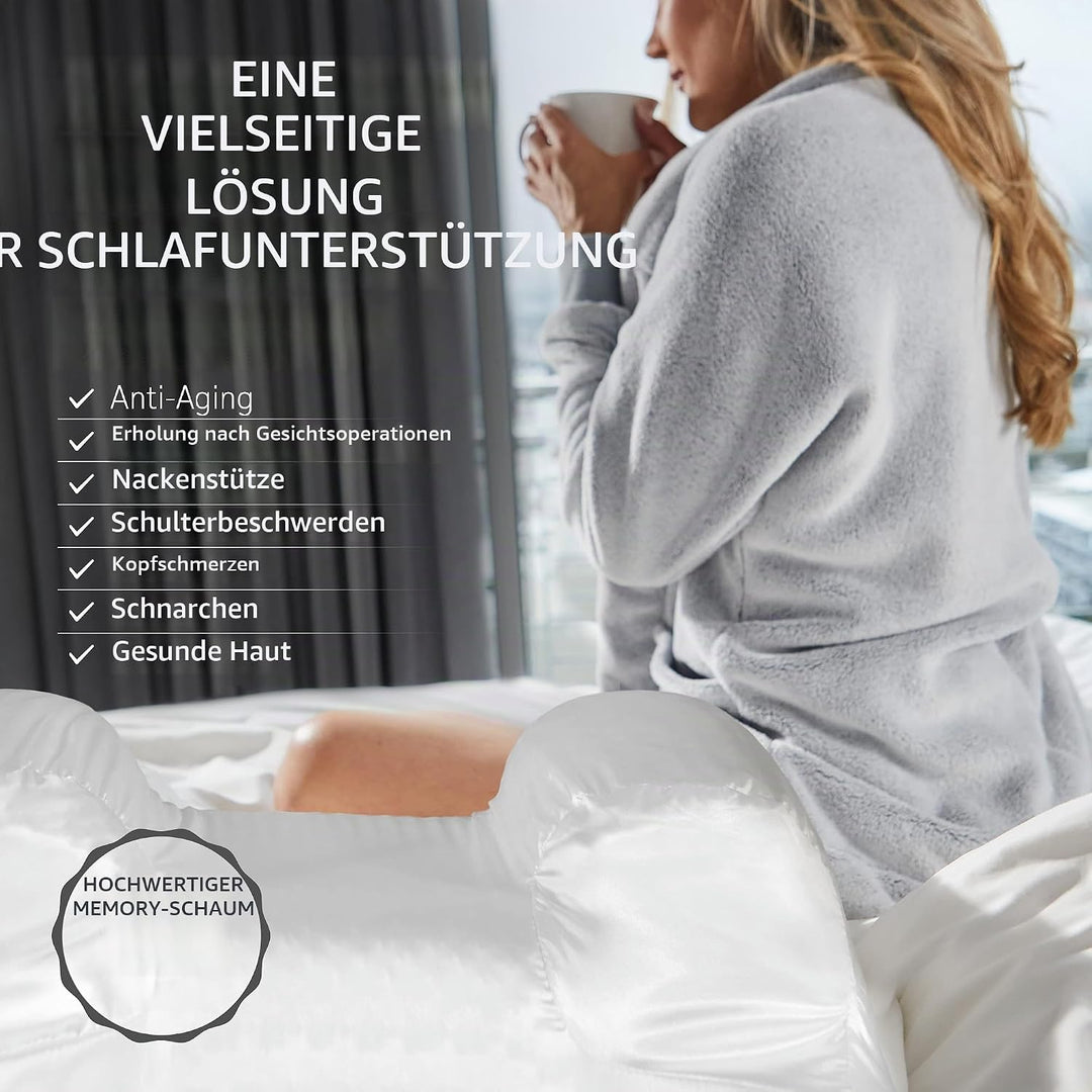 YourFacePillow mit Satinbezug - Nackenkissen - Anti-Falten Anti-Aging Memory Foam Kissen - Nackenstü