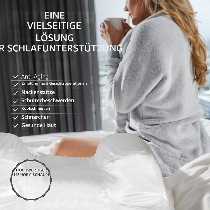 YourFacePillow mit Satinbezug - Nackenkissen - Anti-Falten Anti-Aging Memory Foam Kissen - Nackenstü