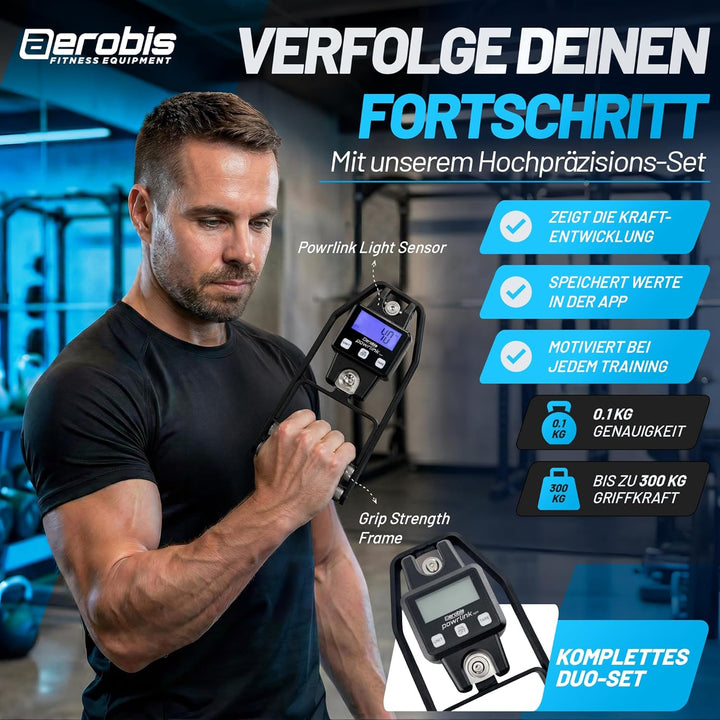 aerobis® Powrlink Griffkraftmesser - inkl. Live-Tracking App - hochpräziser Handdynamometer & Griffk
