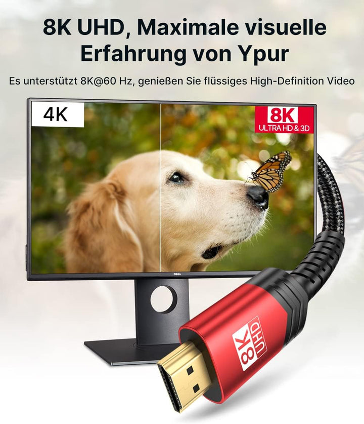 JSAUX 2 Stück 8K HDMI Kabel 3m | 4K & 8K HDMI 2.1 48Gbps High Speed HDMI Kabel | 4K@120Hz 144Hz, 8K@