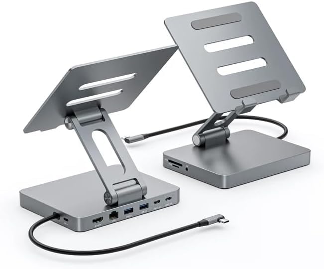 iPad Pro USB C Hub Ständer, 10 in 1 Adapter für iPad Pro M4 M2 M1 iPad Air Dockingstation 4K 60 Hz H