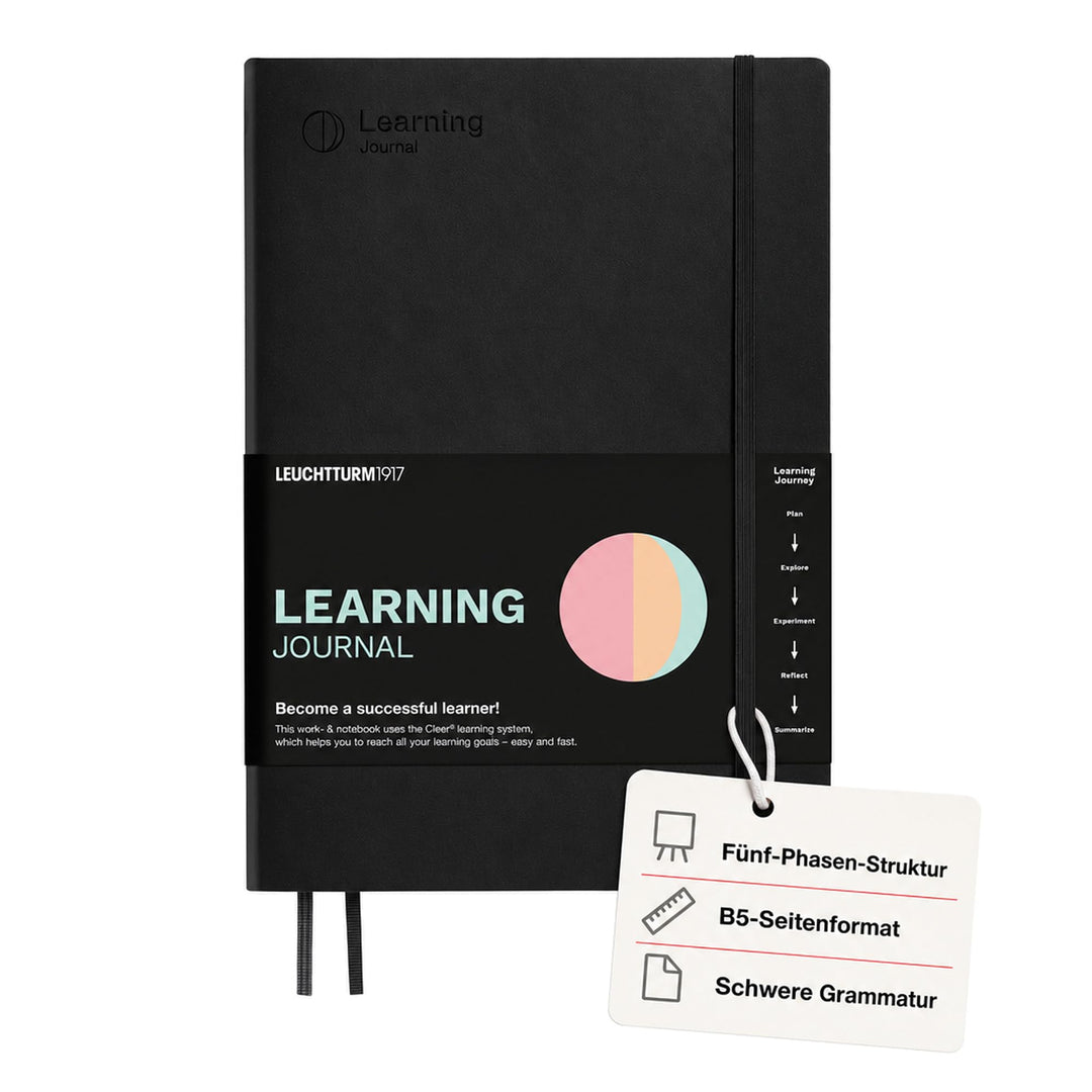 LEUCHTTURM1917 367497 Learning Journal Composition (B5), Flexcover, Schwarz, Englisch Englisch Schwa
