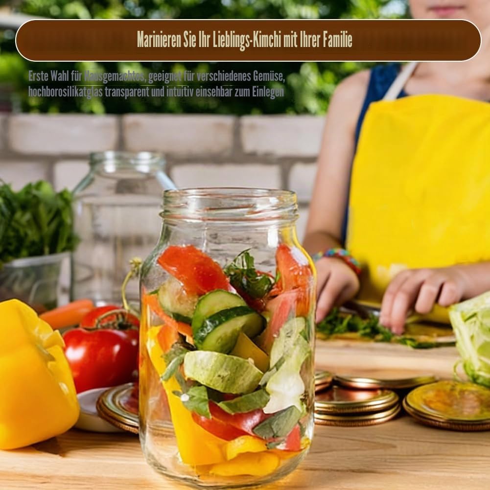 Fermentierglas 2 Stück 2L, Kimchi Behälter mit Luftschleuse, Perfekt für die Gärung für Kimchi, Saue