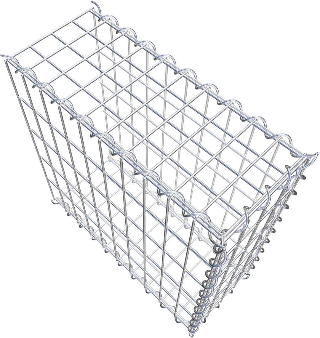 GABIONA - Gabione 50 x 50 x 20 cm - Anbau-Korb Typ 2 (ohne Stirngitter) - Verzinkter Steinkorb mit M