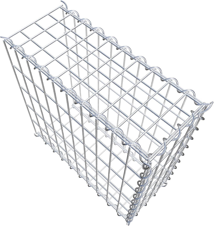 GABIONA - Gabione 50 x 50 x 20 cm - Anbau-Korb Typ 2 (ohne Stirngitter) - Verzinkter Steinkorb mit M