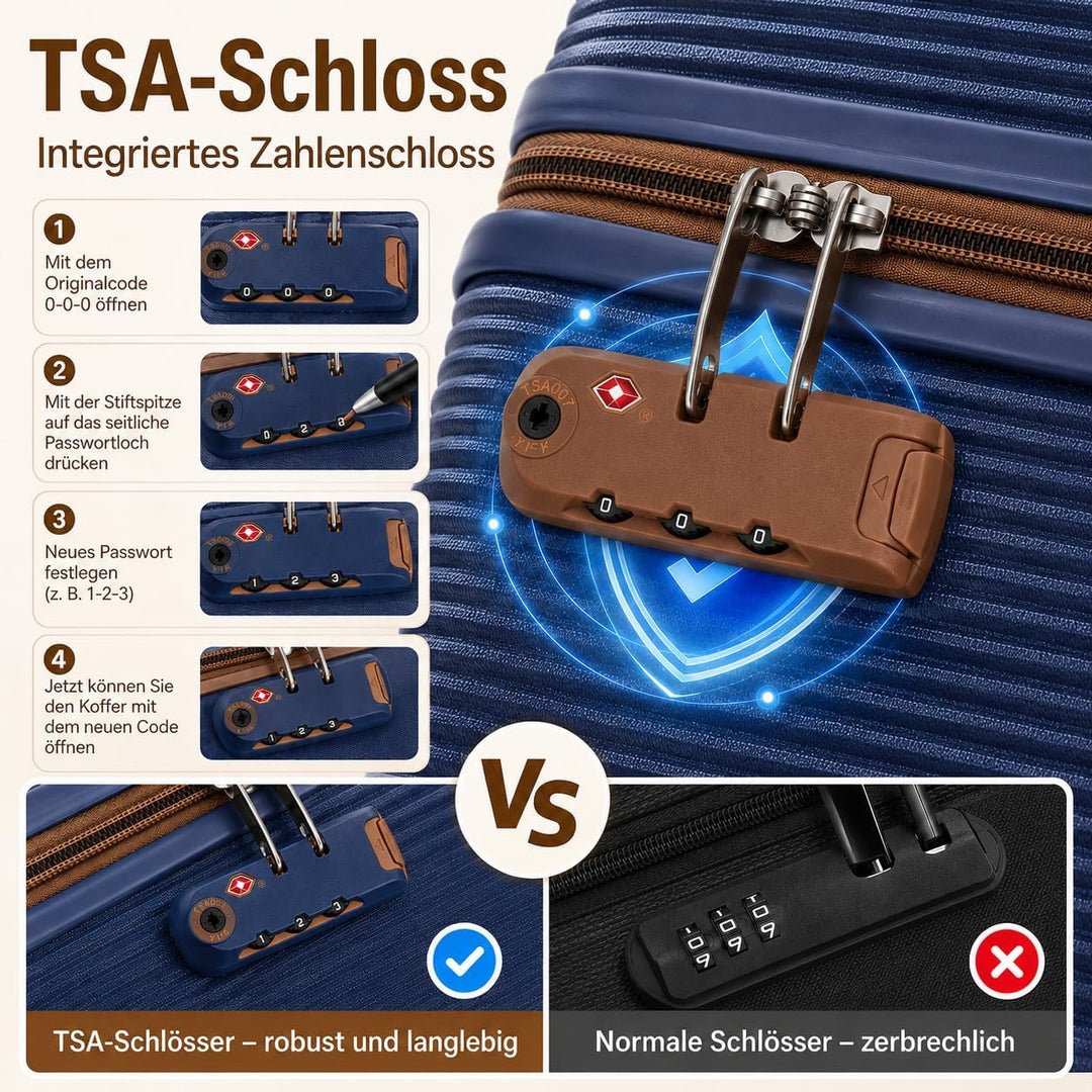 Travelhouse Kofferset Bari 6-teilig – ABS Hartschale Trolley Koffer Set mit Rollen, TSA-Schloss, Rei
