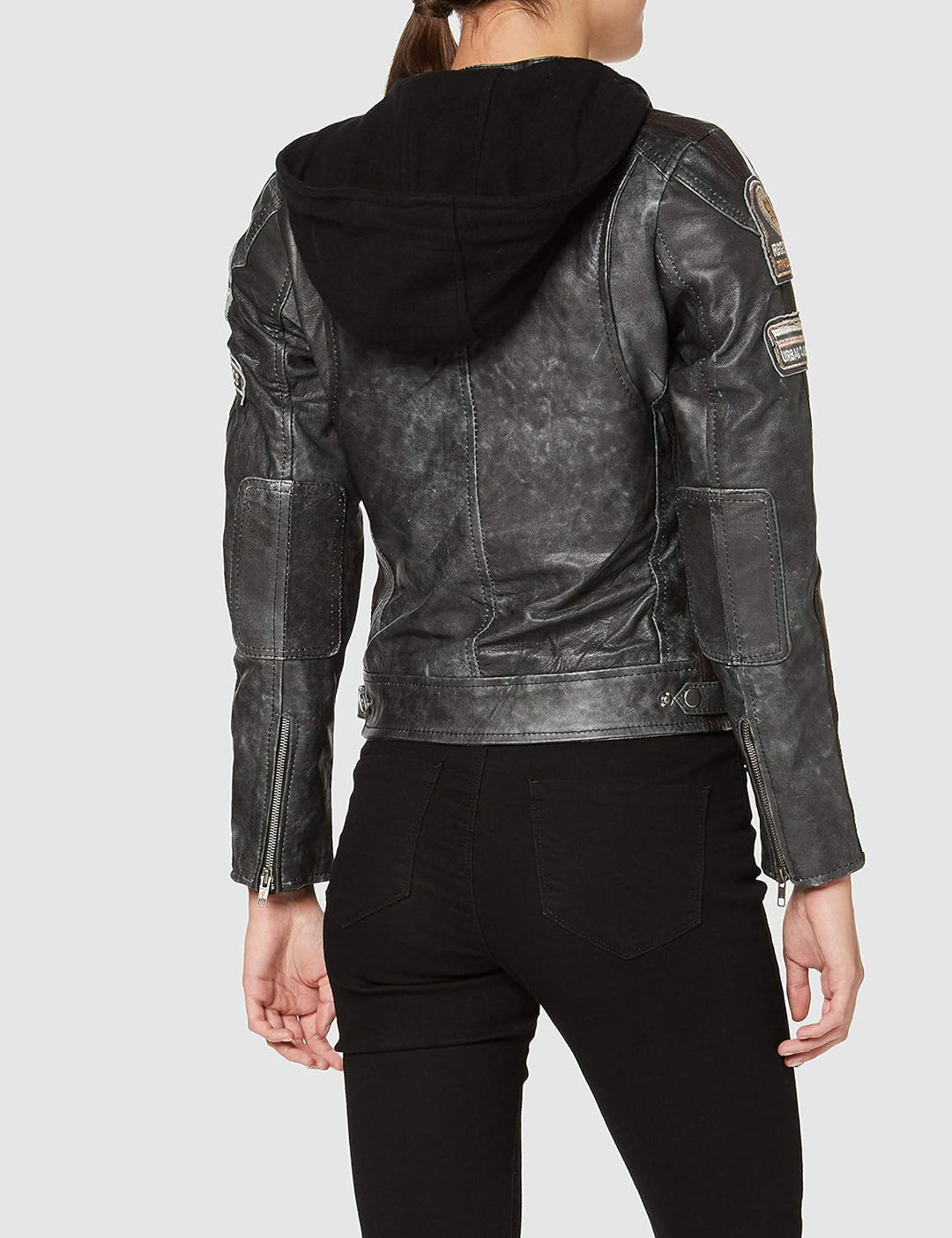 URBAN 5884 Motorradjacke Damen Mit Protektoren, Damenjacke aus Lammleder, Protektoren für Rücken, Sc