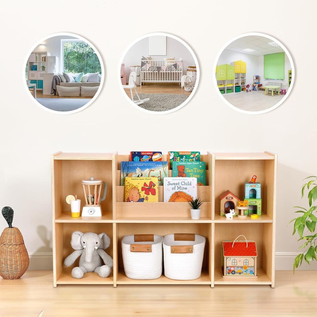 OOOK Montessori-Bücherregal und Spielzeugorganizer, 2-stufiges Horizontales Bücherregal, Spielzeugau