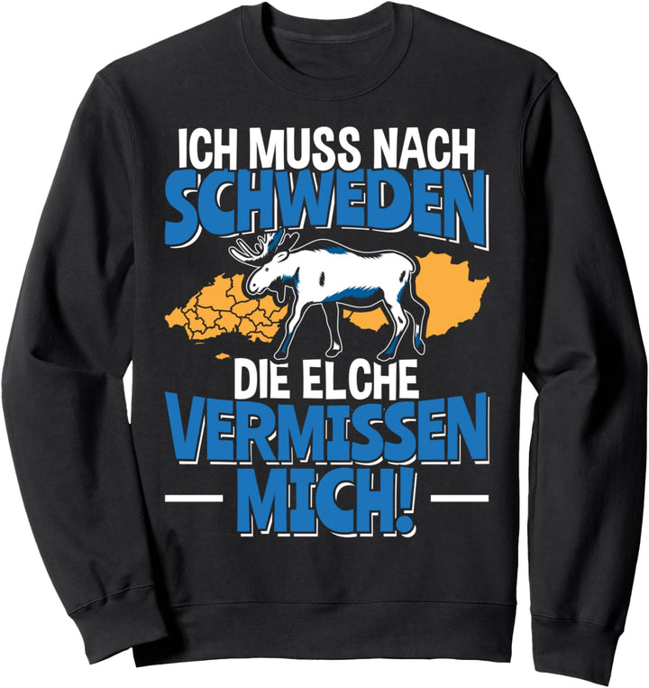Elch Schweden Flagge Skandinavien Wohnmobil Schweden Karte Sweatshirt