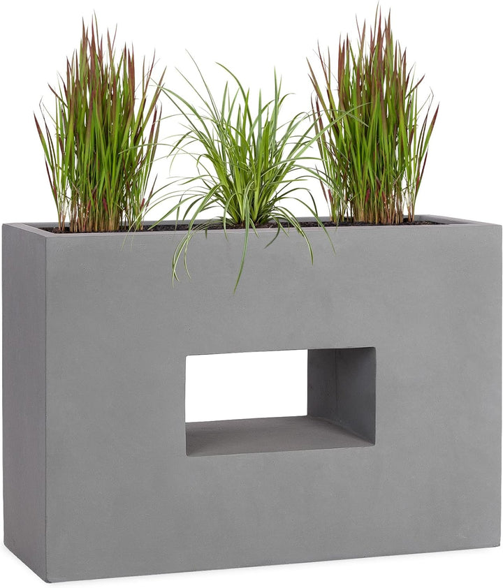 Pflanzwerk® Pflanzkübel Fiberglas Vista Grau 52x75x27cm XXL *Frostbeständig* *UV-Schutz* *Qualitätsw