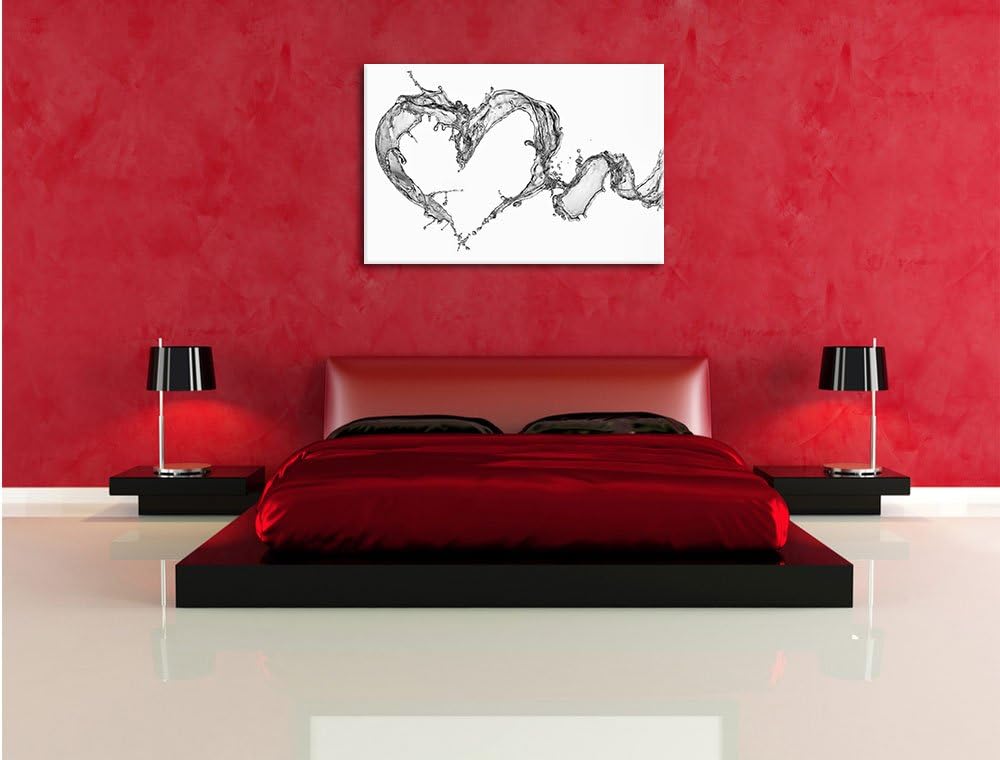 Pixxprint Monocrome, Herz aus Wasser, Format: 100x70 auf Leinwand, 100x70