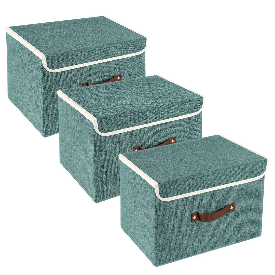 TYEERS Faltbare Aufbewahrungsbox mit Deckel, Stoff, Waschbare, Kisten Aufbewahrung mit Deckel, 38x25