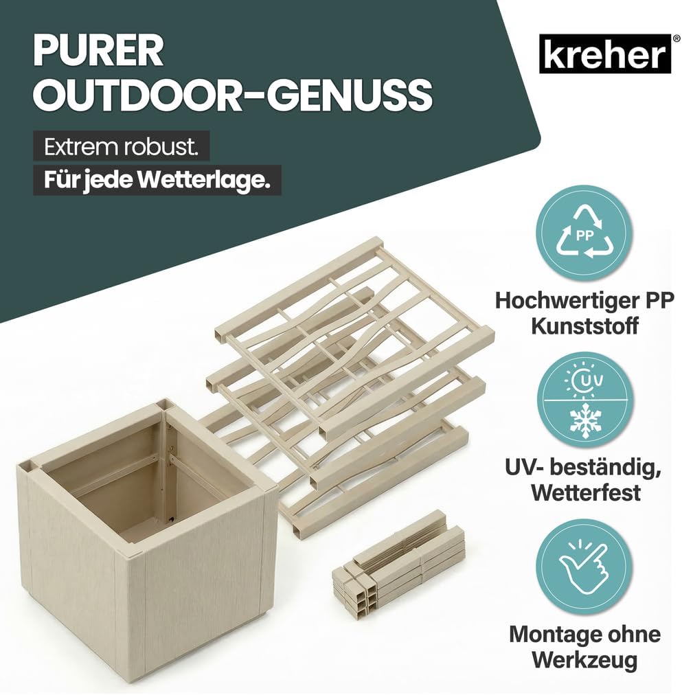 Kreher® XL Rankgitter, Spalier mit Pflanzkasten aus robustem Kunststoff. In verschiedenen Grössen un