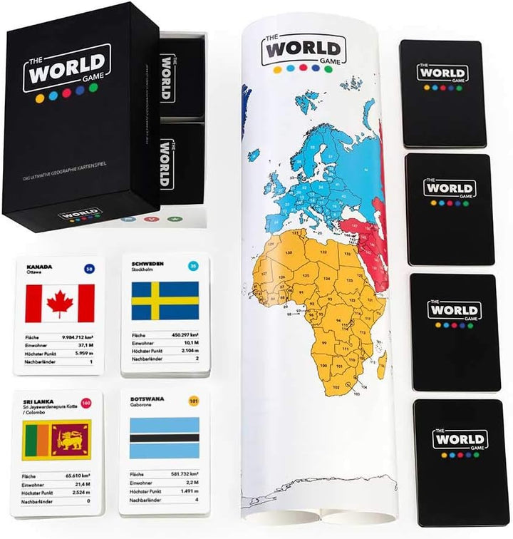 The World Game - Geographie Kartenspiel - Lernspiel für Kinder, Familie und Erwachsene - Welt Bretts