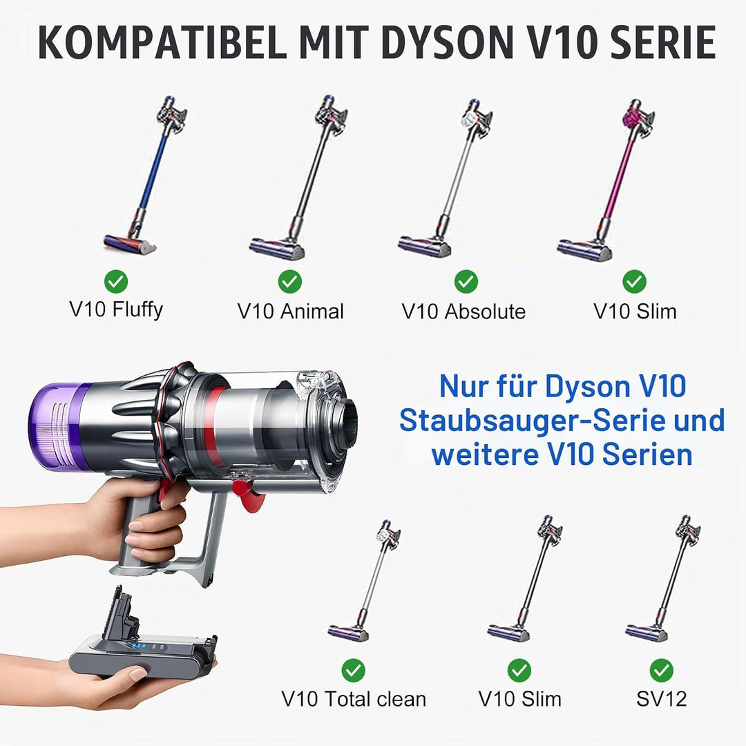Vunzo 6000mAh Replacement Battery for Dyson Battery Compatible Dyson Animal Absolute Motörhead V10 F