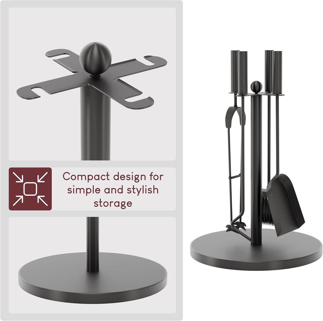 Fire Vida Warwick Kaminbesteck-Set, traditionell, Metall, schwarz, 5-teilig