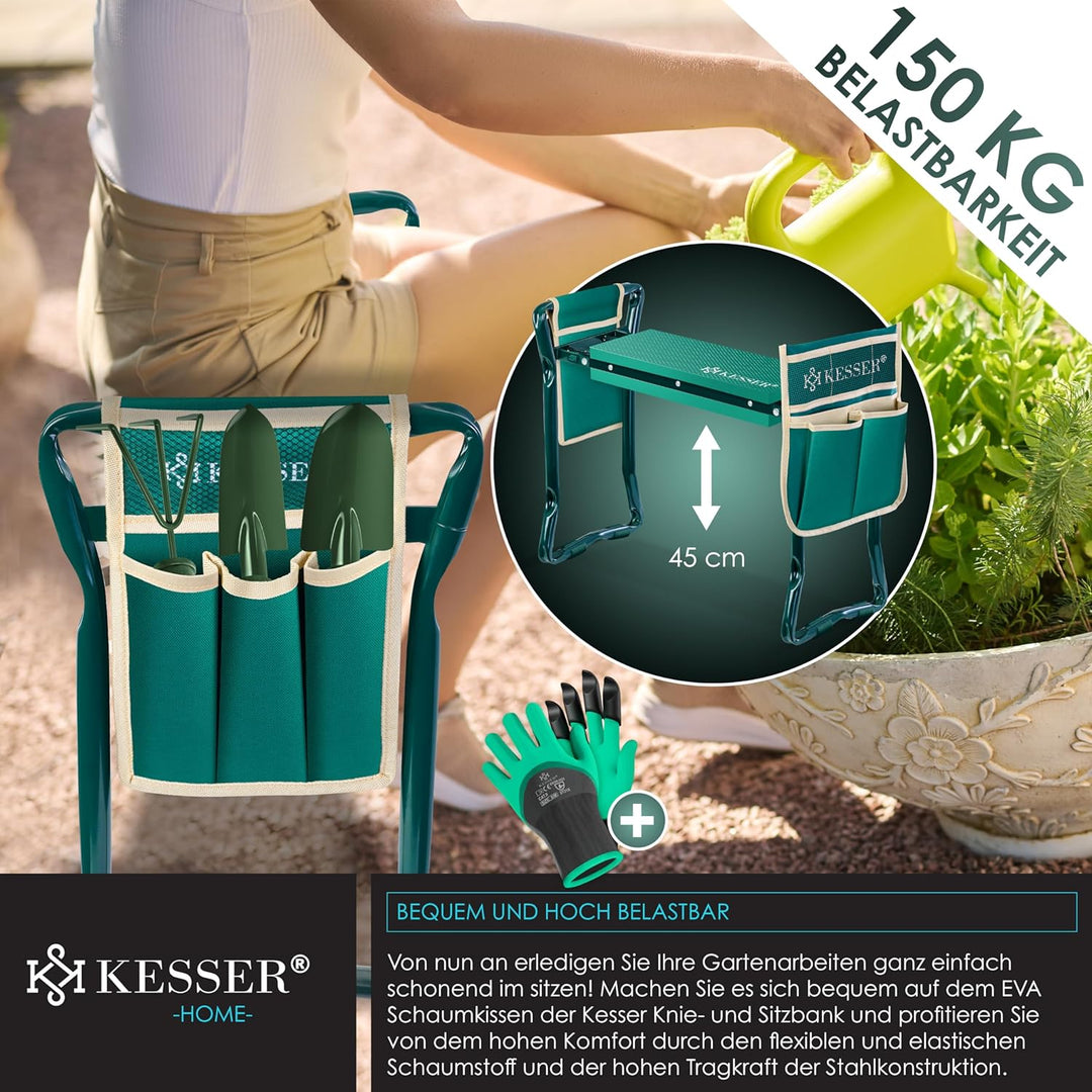 KESSER® 2 in 1 XXL Kniebank für Gartenarbeit Gepolstert Sitzunterlage Eva-Schaumkissen Gartenhocker