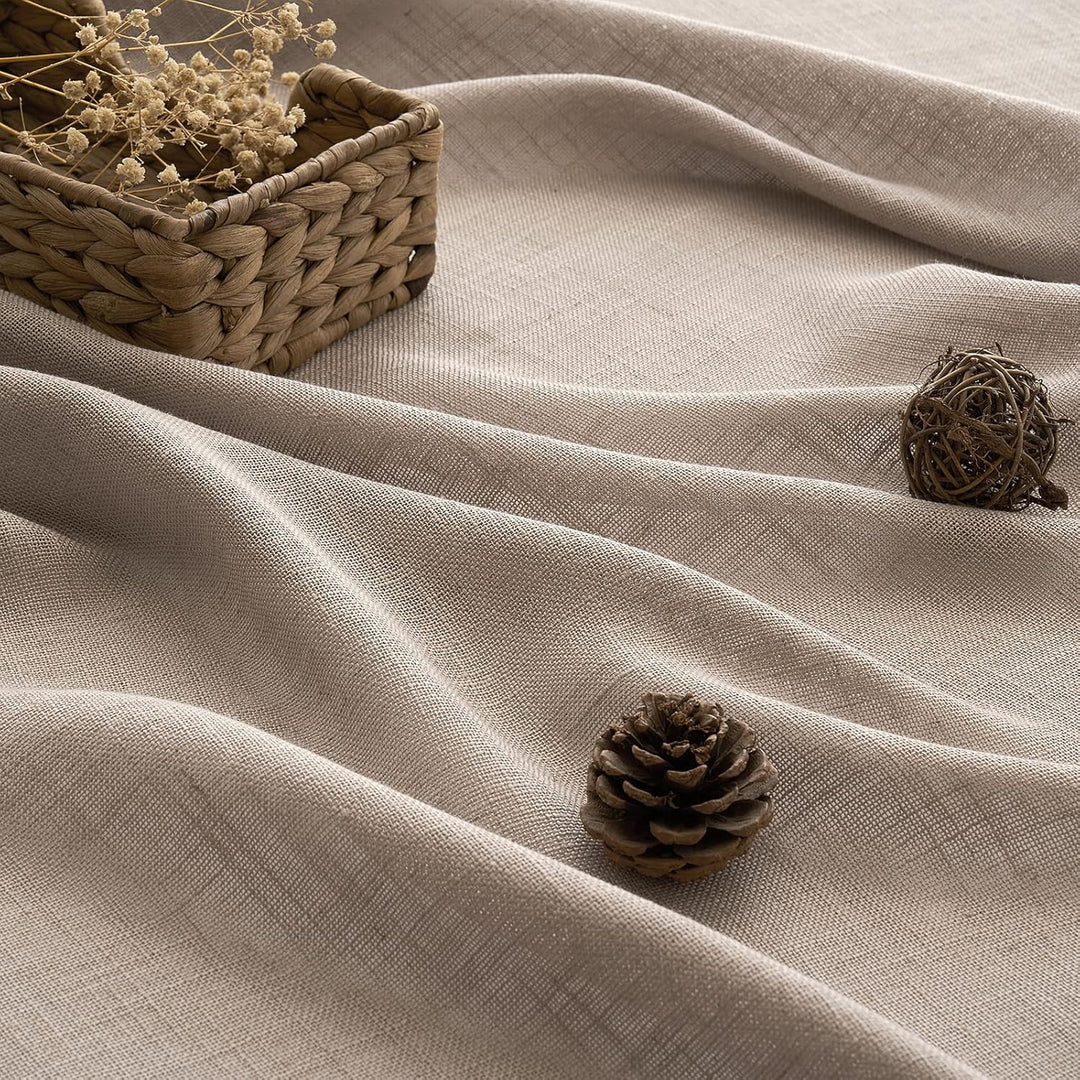 Woaboy Leinen Gardinen Halbtransparent Vorhänge Leinenoptik Wohnzimmer mit Ösen Stores Gardine Schla