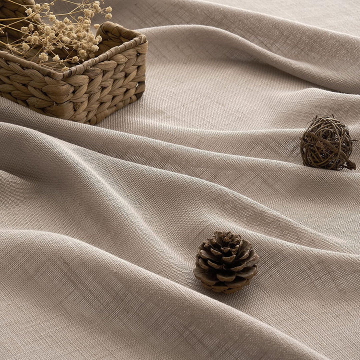 Woaboy Leinen Gardinen Halbtransparent Vorhänge Leinenoptik Wohnzimmer mit Ösen Stores Gardine Schla