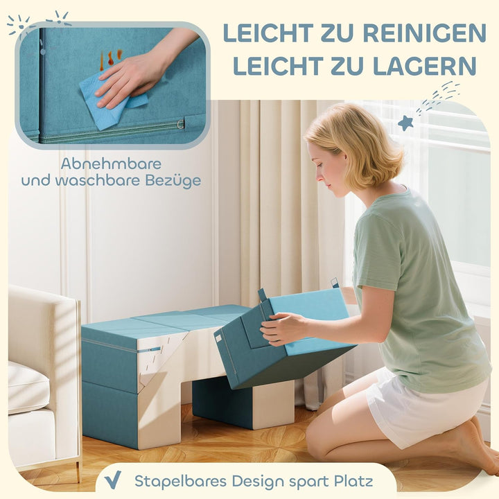 AIYAPLAY Kinder Schaumstoff Bausteine 2er Set Softbausteine Riesenbausteine Grossbausteine mit Samto