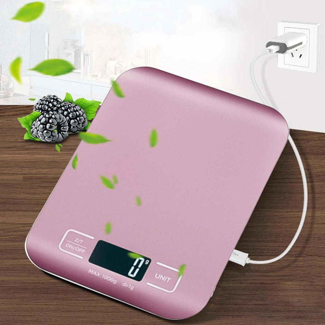 Küchenwaage Digital, 10kg/1g Küchenwaage USB Wiederaufladbar Digitale Küchenwaagen mit LCD Display &