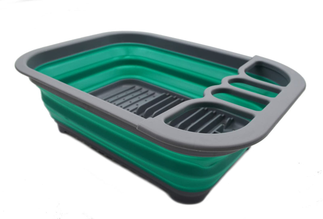 SAMMART 7.5L Collapsible Plastic Dish Drainer - Foldable Drying Rack Set - Portable Dinnerware Organ