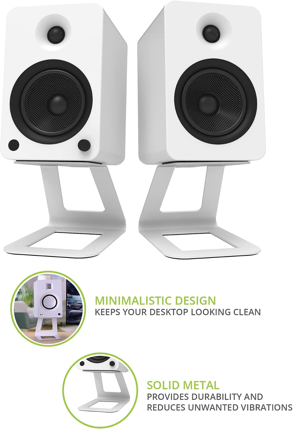 Kanto SE6W Elevated Desktop Speaker Stands for Large Bookshelf Speakers &amp; Full-Size 5”-7” Studio Mon
