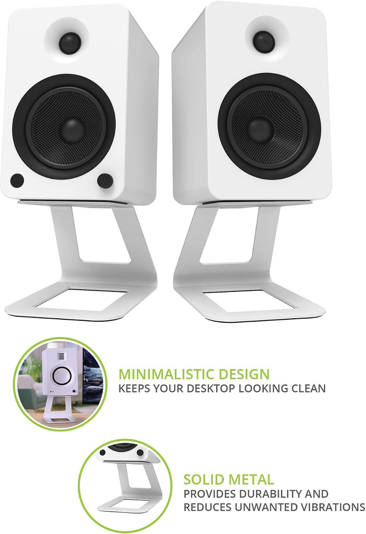 Kanto SE6W Elevated Desktop Speaker Stands for Large Bookshelf Speakers &amp; Full-Size 5”-7” Studio Mon