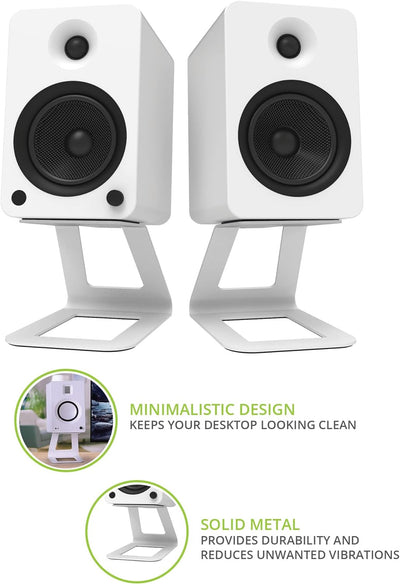 Kanto SE6W Elevated Desktop Speaker Stands for Large Bookshelf Speakers & Full-Size 5”-7” Studio Mon