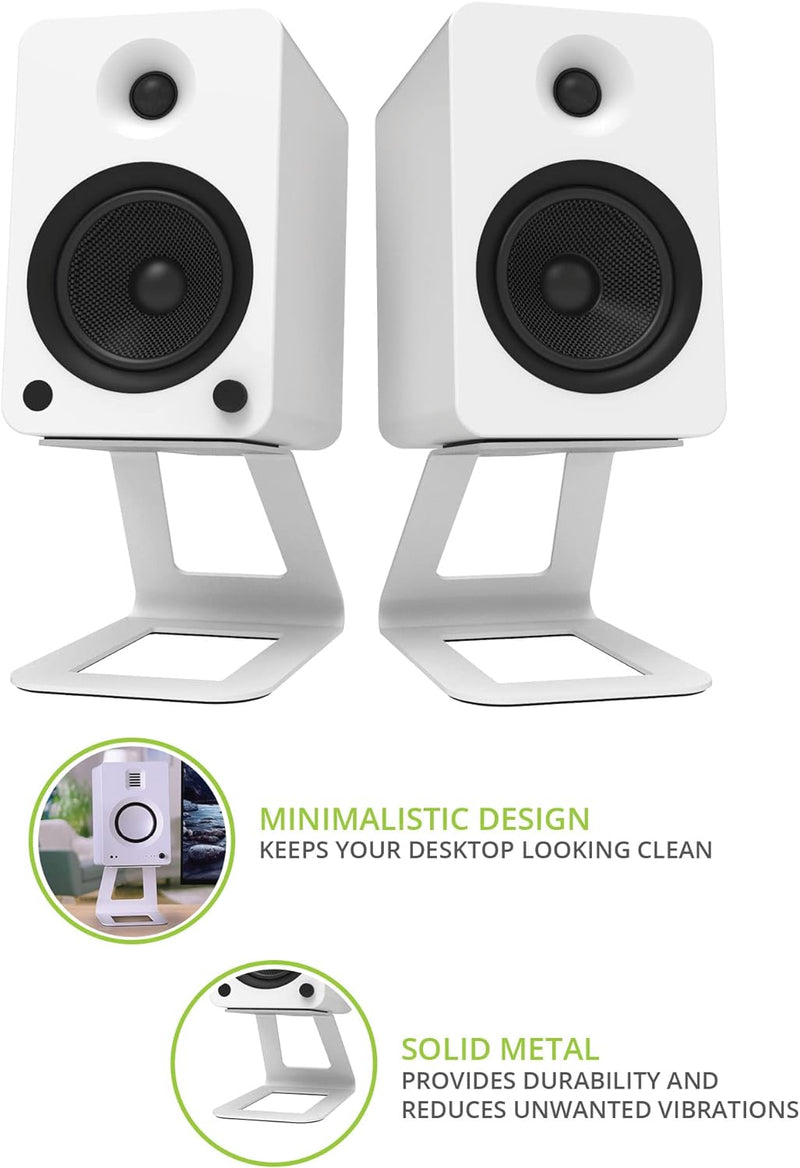 Kanto SE6W Elevated Desktop Speaker Stands for Large Bookshelf Speakers & Full-Size 5”-7” Studio Mon