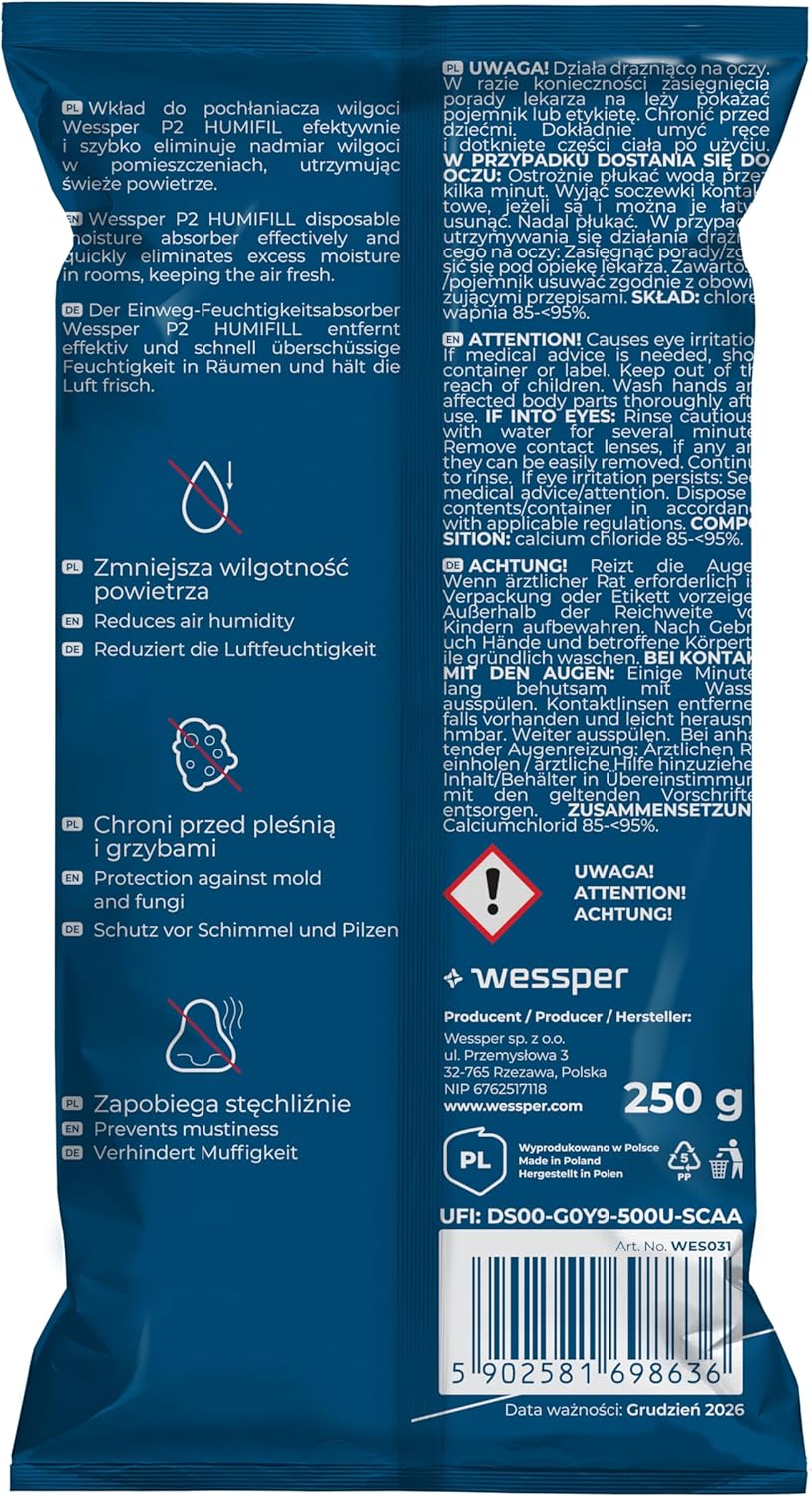 20x Luftentfeuchter Nachfüllbeutel - Granulat im 250g – verhindert Schimmel, Moder, üble Gerüche, St